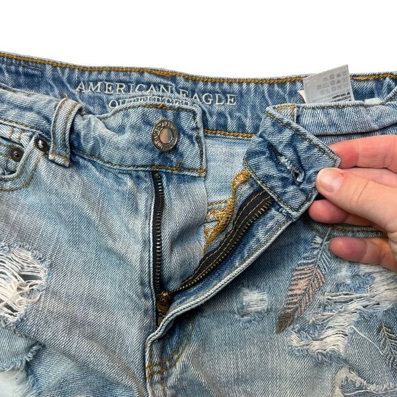 AEO High-Rise Festival Shorts 00 embroidery feathers - Picture 6 of 9